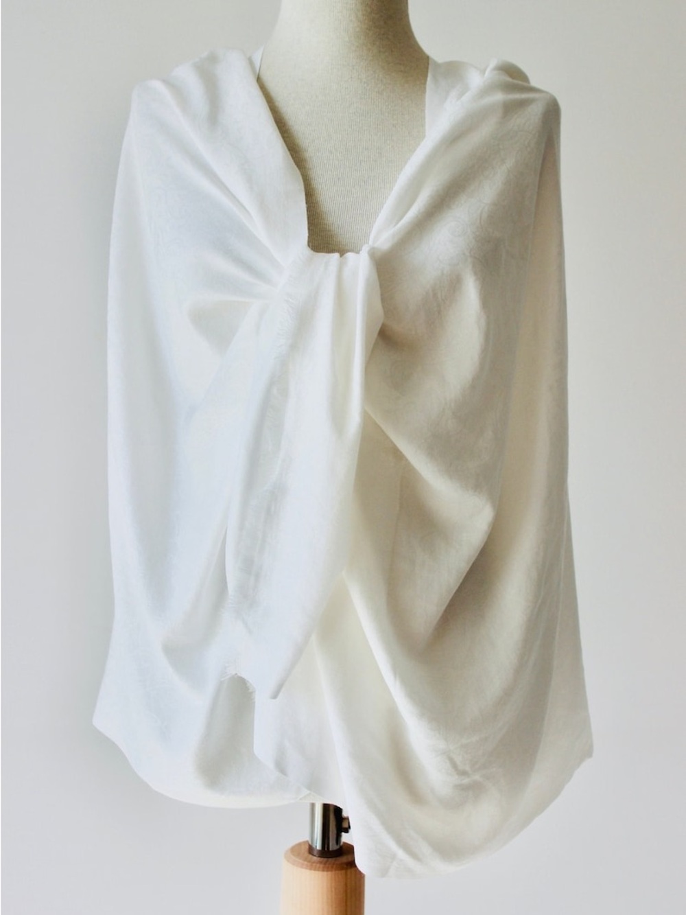 Lightweight White Silk Shawl